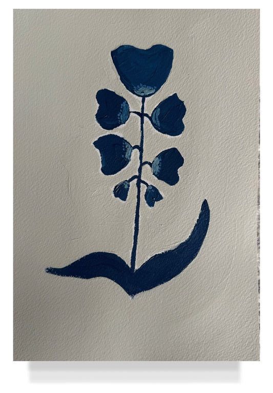 Blue Single Stem Floral Paper
