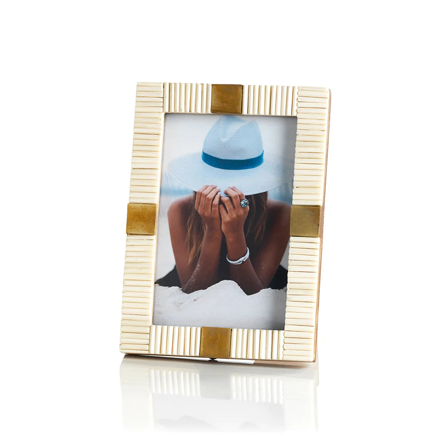 Maha Bone and Brass Frame - White